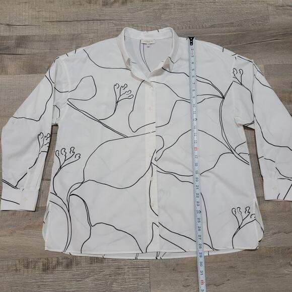 Lafayette 148 New York Button Up Shirt Size XL Geometric Art Print Boho Modern - Picture 5 of 6